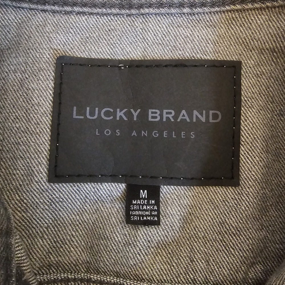 Lucky Brand "Weekend Trucker" Grey Denim Jacket Men’s Medium Distressed - Picture 5 of 10